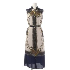 Grace Class 22SS ツイルスカーフシャツドレス ワンピース ノースリーブ 36 アイボリー マルチカラー