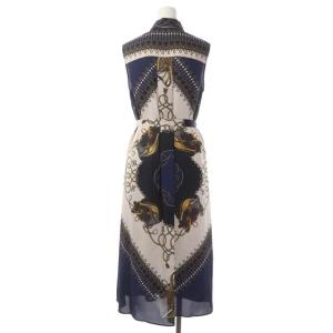 Grace Class 22SS ツイルスカーフシャツドレス ワンピース ノースリーブ 36 アイボリー マルチカラー