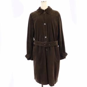 23区 Heritage Classic Collection やぎ革 スエード コート ロング ベルト付き 46 ダークブラウン