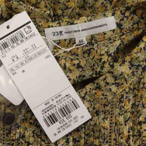 23区 21SS Rattiフラワープリント 長袖 ブラウス シャツ 比翼仕立て 44 黄 紺 緑