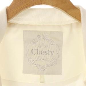 Chesty 21AW フラワーサテンブルゾン ジャケット ジップアップ 0 白 ホワイト
