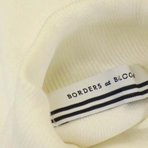 BORDERS at BALCONY BORDER PEARL TOP ニット カットソー ハイネック 長袖 パール装飾 プルオーバー 36 白 黒 ホワイト ブラック