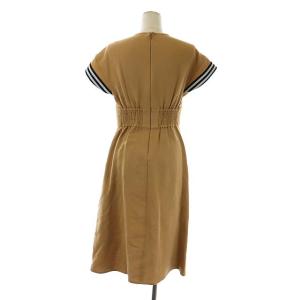 BORDERS at BALCONY COTTON DRESS ワンピース 半袖 ロング フレア 38 キャメル