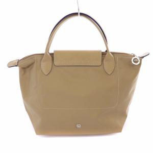 Longchamp ハンドバッグ ナイロン 茶 ベージュ 青 ブルー