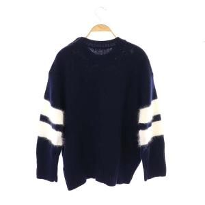 GALERIE VIE ニット セーター アンゴラ混 ウール プルオーバー 長袖 S ネイビー ホワイト