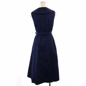 Chesty 20SS トレンチワンピース ミモレ丈 ロング ノースリーブ リボンベルト付き 0 紺 ネイビー