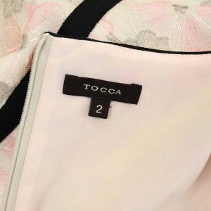 TOCCA 刺繍 ワンピース 半袖 ひざ丈 フレア 花柄 2 ミントグリーン ピンク