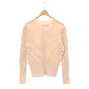 M'S GRACY カーディガン ニット 長袖 リボン ウール混 38 ピンクべージュ