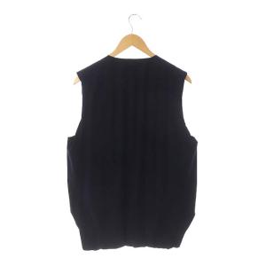 ATTACHMENT 2WAYストレッチタフタ ノーカラーダウンベスト アウター ジップアップ 3 紺 黒 ネイビー ブラック