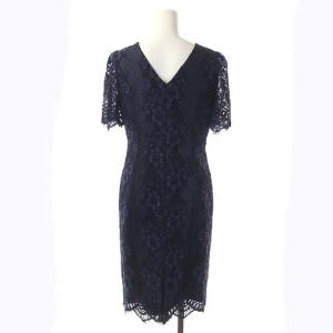 Diagram GRACE CONTINENTAL コードレースワンピース 膝丈 半袖 タイト バックV 34 紺 ネイビー