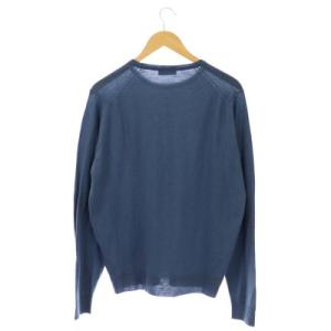 JOHN SMEDLEY クルーネックニット カットソー 長袖 プルオーバー ウール L 青 ブルー
