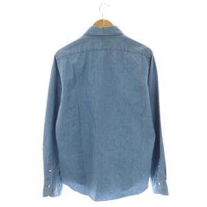 Finamore forBARNEYSNEWYORK シャンブレーシャツ 長袖 ステンカラー コットン L ライトブルー