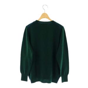 ENFOLD ニット カラーステッチ セーター プルオーバー 長袖 38 グリーン ブルー