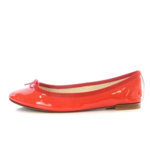 Repetto サンドリオン Cendrillon バレエシューズ パンプス フラット リボンモチーフ エナメル 38.5 24.3cm オレンジ