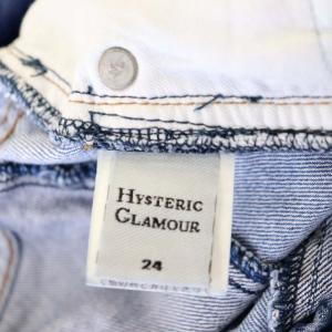 HYSTERIC GLAMOUR 22SS STAR柄スクラッチ Aラインデニムスカート 台形スカート ミニ カットオフ 24 青 ブルー