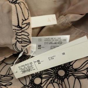 ANAYI 花柄 フレンチスリーブ ワンピース ひざ丈 フレア 34 スモークピンク 黒 ブラック