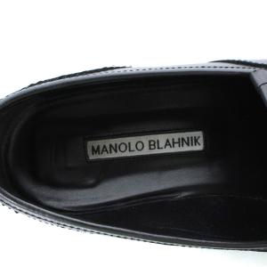 MANOLO BLAHNIK ローファー ウィングチップ レザー 37 ブラック