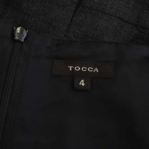 TOCCA フレンチスリーブワンピース ロング ミモレ丈 ノースリーブ スクエアネック 花柄刺繍 4 チャコールグレー 黒 ブラック