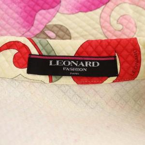LEONARD キルティング ジャケット 総柄 ダブル ロゴボタン 薄手 9R アイボリー マルチカラー