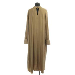 CLANE 21AW DOUBLE FACE LOOSE ONE PIECE ワンピース 長袖 ロング ギャザー フレア 2 ベージュ