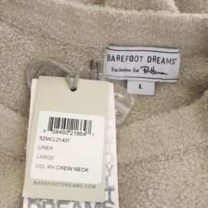 BAREFOOT DREAMS Ron Herman別注 ナイロン ロゴ刺繍 プルオーバー ニット 長袖 L ライトグレージュ