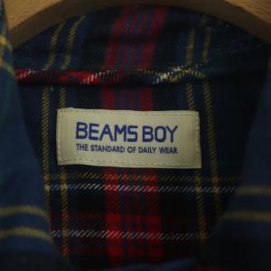 BEAMS BOY ネルタータンアスコットタイシャツ 長袖 チェック コットン マルチカラー