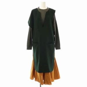 22AW ストレッチダブルクロス ロングベストレイヤーDRESS ワンピース 36 マルチカラー