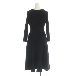 TO BE CHIC リブニット 七分袖 ワンピース ロング Vネック 40 黒 ブラック