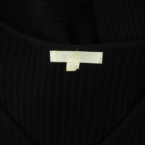 TO BE CHIC リブニット 七分袖 ワンピース ロング Vネック 40 黒 ブラック