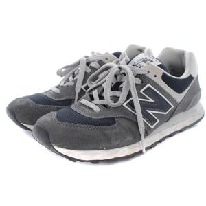 New Balance スニーカー ロゴ スエード 切替 25.5cm グレー
