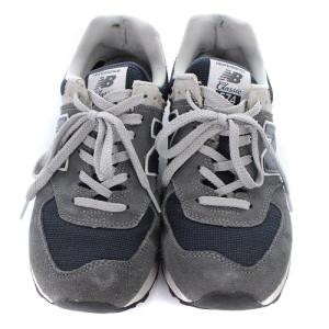 New Balance スニーカー ロゴ スエード 切替 25.5cm グレー