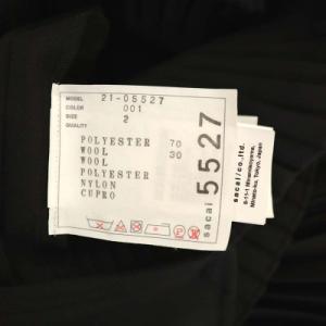 sacai ノースリーブ プルオーバー ブラウス プリーツ アシンメトリー 異素材切替 ウール 2 黒