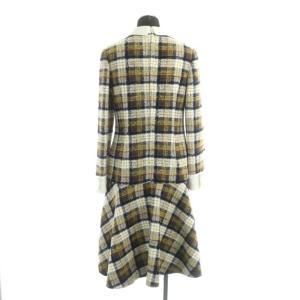 GRACE CONTINENTAL 21AW カラーツイードチェックワンピース ニット ロング 長袖 フレア 切替 36 マルチカラー