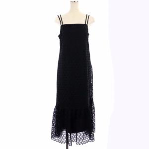 22SS キカレースキャミワンピース ロング タイト 36 黒 ブラック