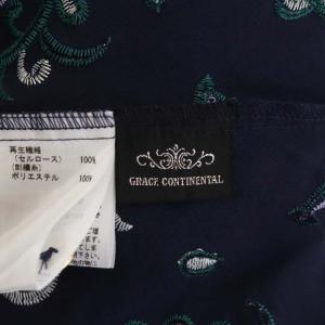 GRACE CONTINENTAL 20AW 刺繍シャツワンピース ロング フレア 長袖 総柄 36 紺 ネイビー マルチカラー