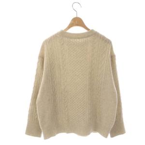 DRESSTERIOR ケーブルニット ウール セーター 長袖 プルオーバー クルーネック 38 ベージュ