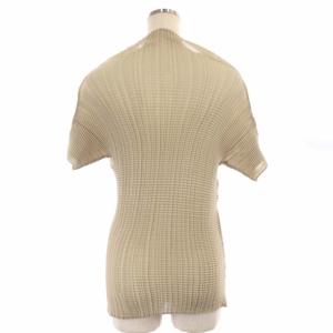 ISSEY MIYAKE プリーツ ハイネック カットソー 半袖 プルオーバー ベージュ
