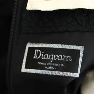 Diagram GRACE CONTINENTAL ビーズ衿 ワンピース ジャガード 九分袖 ミモレ丈 ロング タック 36 黒 白 ブラック ホワイト