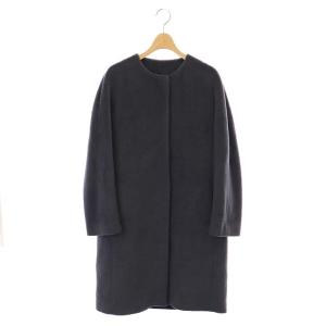 ノーカラーコート アルパカ ロング 38 ダークグレー