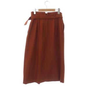ANAYI 20AW ポリエステルツイルタックスカート セミフレア ロング ベルト付き 38 テラコッタ