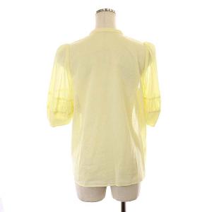 ANAYI 22SS コットンローンスタンドカラー ブラウス シャツ 五分袖 比翼仕立て 36 黄色 イエロー