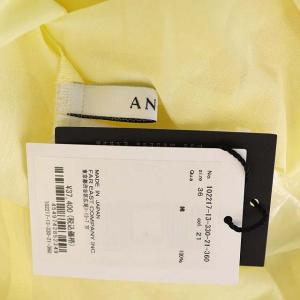 ANAYI 22SS コットンローンスタンドカラー ブラウス シャツ 五分袖 比翼仕立て 36 黄色 イエロー