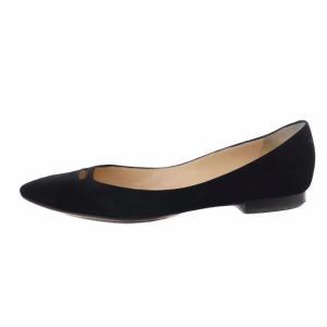 PELLICO パンプス フラットシューズ ローヒール ポインテッドトゥ スエード IT38 25cm 黒 ブラック