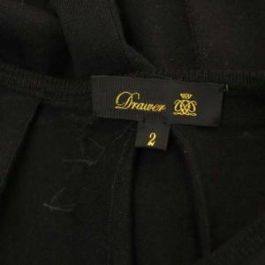Drawer ウール バックプリーツ クルーネックニット セーター プルオーバー 長袖 2 黒 ブラック
