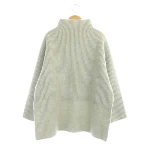 ADORE 22AW メランジフロントショートトップス ニット ハイネック 38 ベージュ ライトブルー