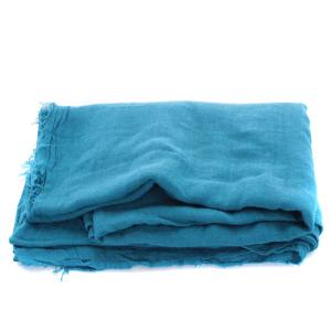 Faliero Sarti ストール フリンジ カシミヤ混 青 ブルー