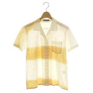 コットンバイカラー解禁シャツ 半袖 オープンカラー 2 白 ホワイト 黄色 イエロー