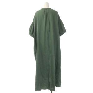 Christophe Lemaire ハーフボタン ショートスリーブワンピース 七分袖 ロング フレア 1 緑 グリーン