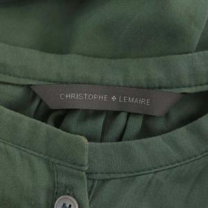 Christophe Lemaire ハーフボタン ショートスリーブワンピース 七分袖 ロング フレア 1 緑 グリーン