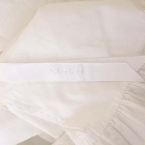 Merlette コットン ティアード ワンピース ひざ丈 長袖 XS ホワイト